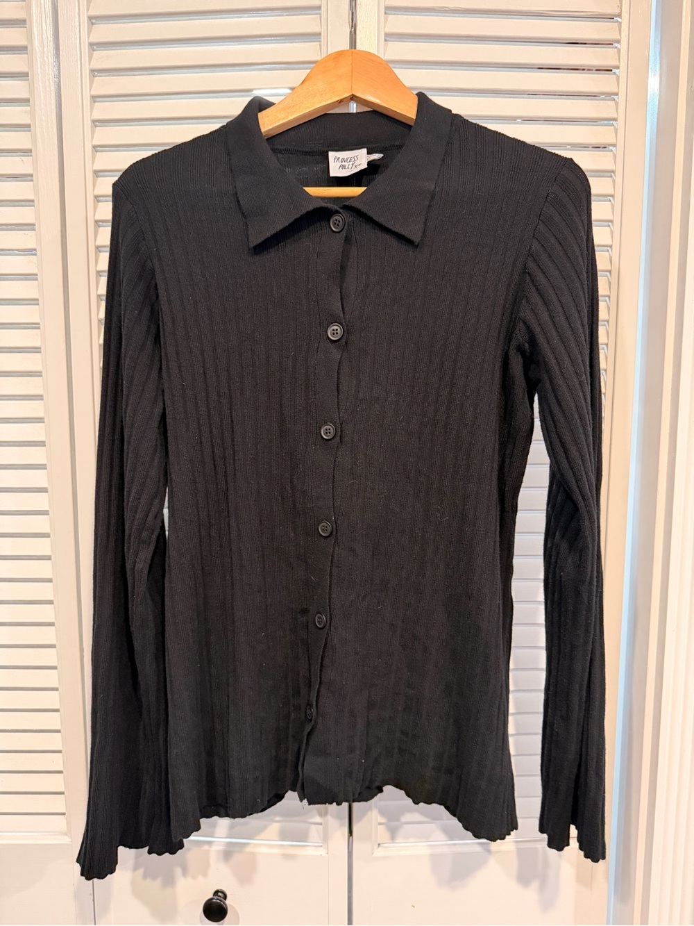 Princess Polly Black Ribbed Button-Up Collared Cardigan and Pant Set